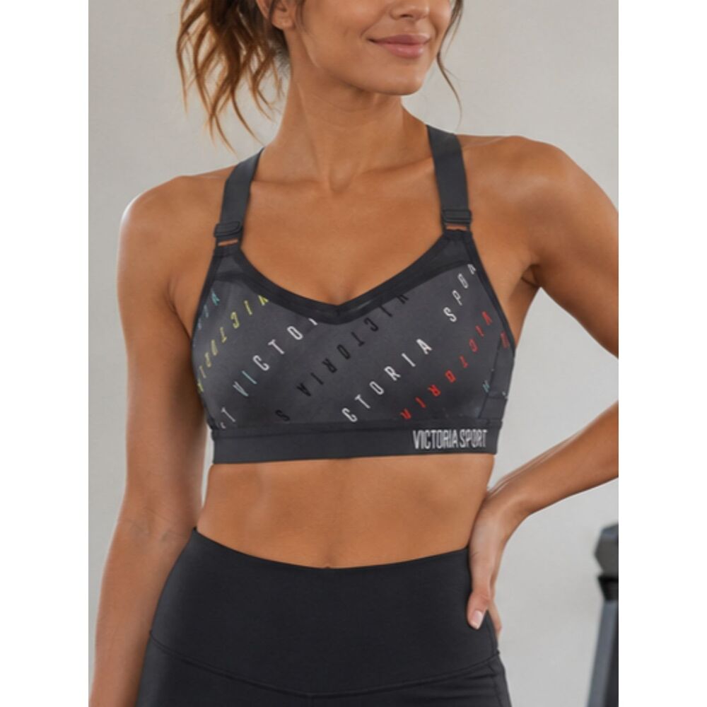 VICTORIA SECRET 34B Grey Padded Racerback Sport Bra Medium Impact Support